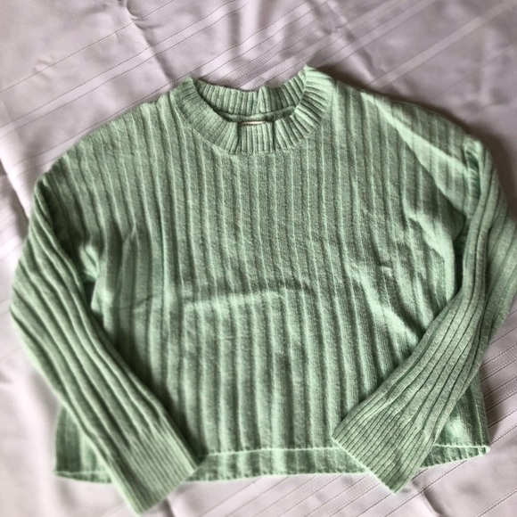 Mint Green Ribbed Mockneck Sweater - Picture 1 of 12